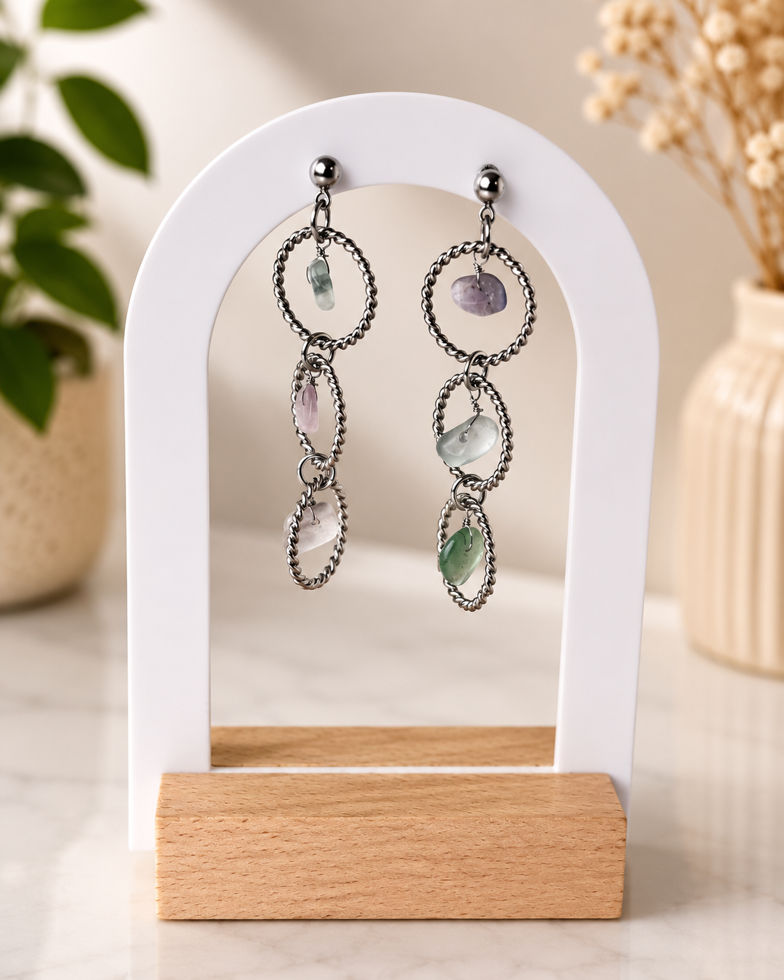 Pendientes Piedras Naturales