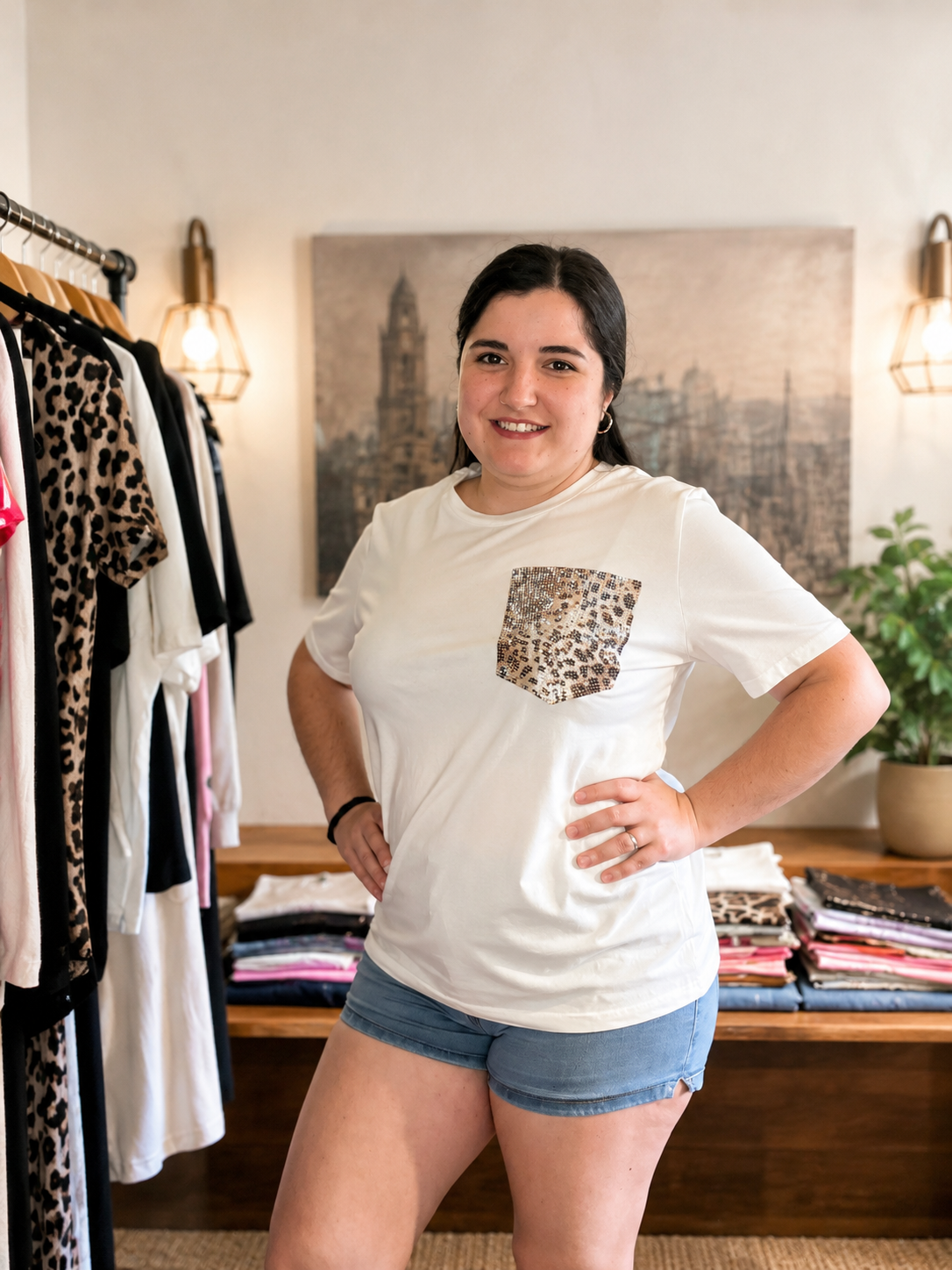 Camiseta Bolsillo Leopardo