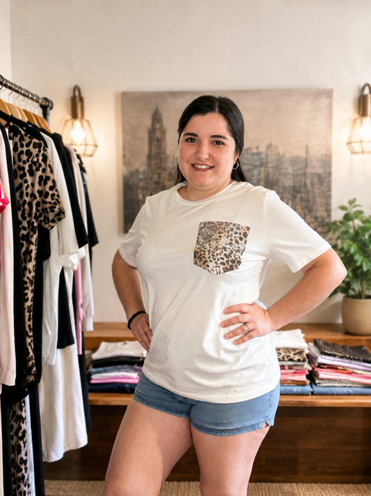 Camiseta Bolsillo Leopardo